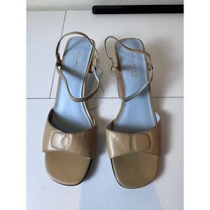 Vintage Y2K Retro 90s Villager Slingback‎ Sandals Women 8.5 Leather Block Heel